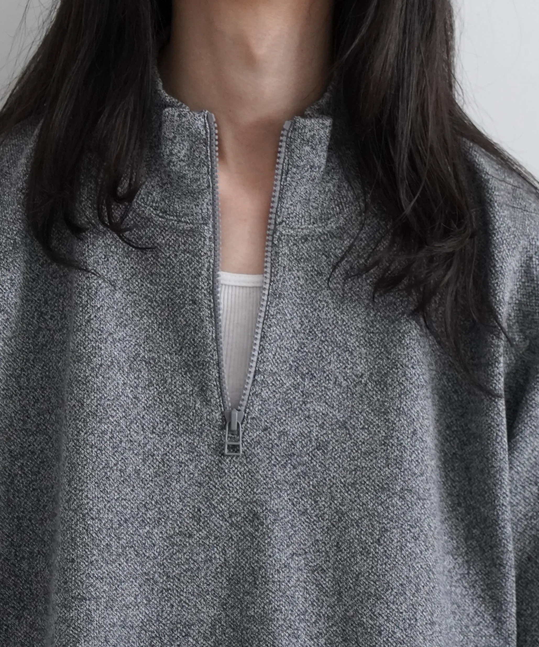 crepuscule Light Moss Stitch Half Zip P/O "D .GRAY"