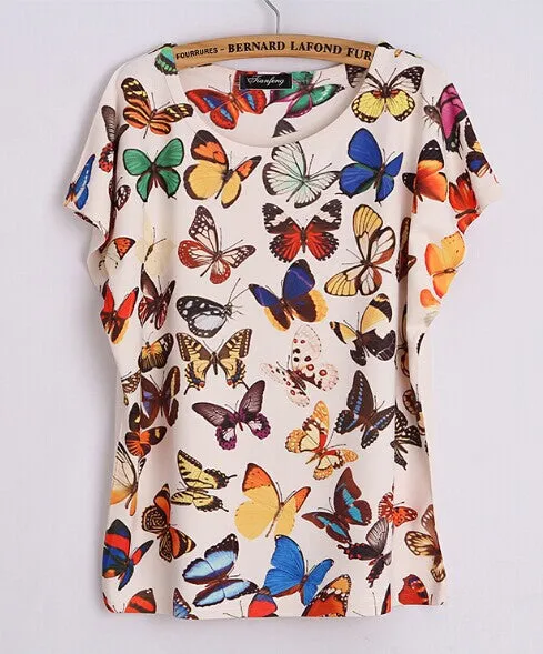 Fashion Women T Shirt Short Sleeve Eiffel Tower Print tshirts Women Tops T- Shirt Casual Patchwork Top Shirt Women