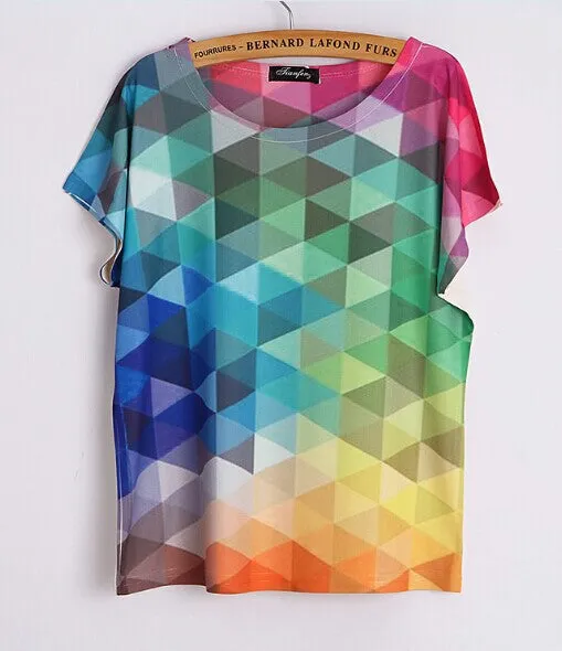 Fashion Women T Shirt Short Sleeve Eiffel Tower Print tshirts Women Tops T- Shirt Casual Patchwork Top Shirt Women